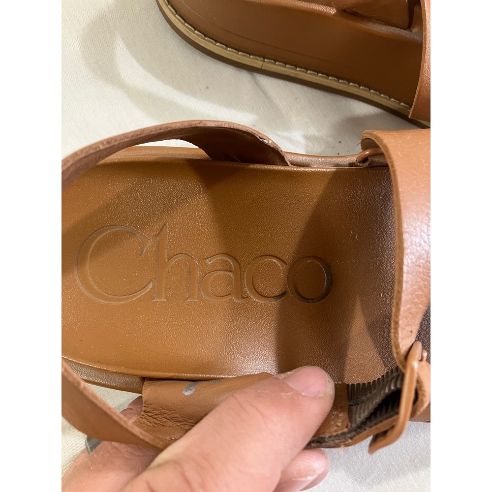 Chaco Wayfarer Platform Leather Sandals Toffee Brown JCH109480 Womens Size 7 - Picture 4 of 9
